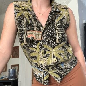 Vintage resort wear button down blouse